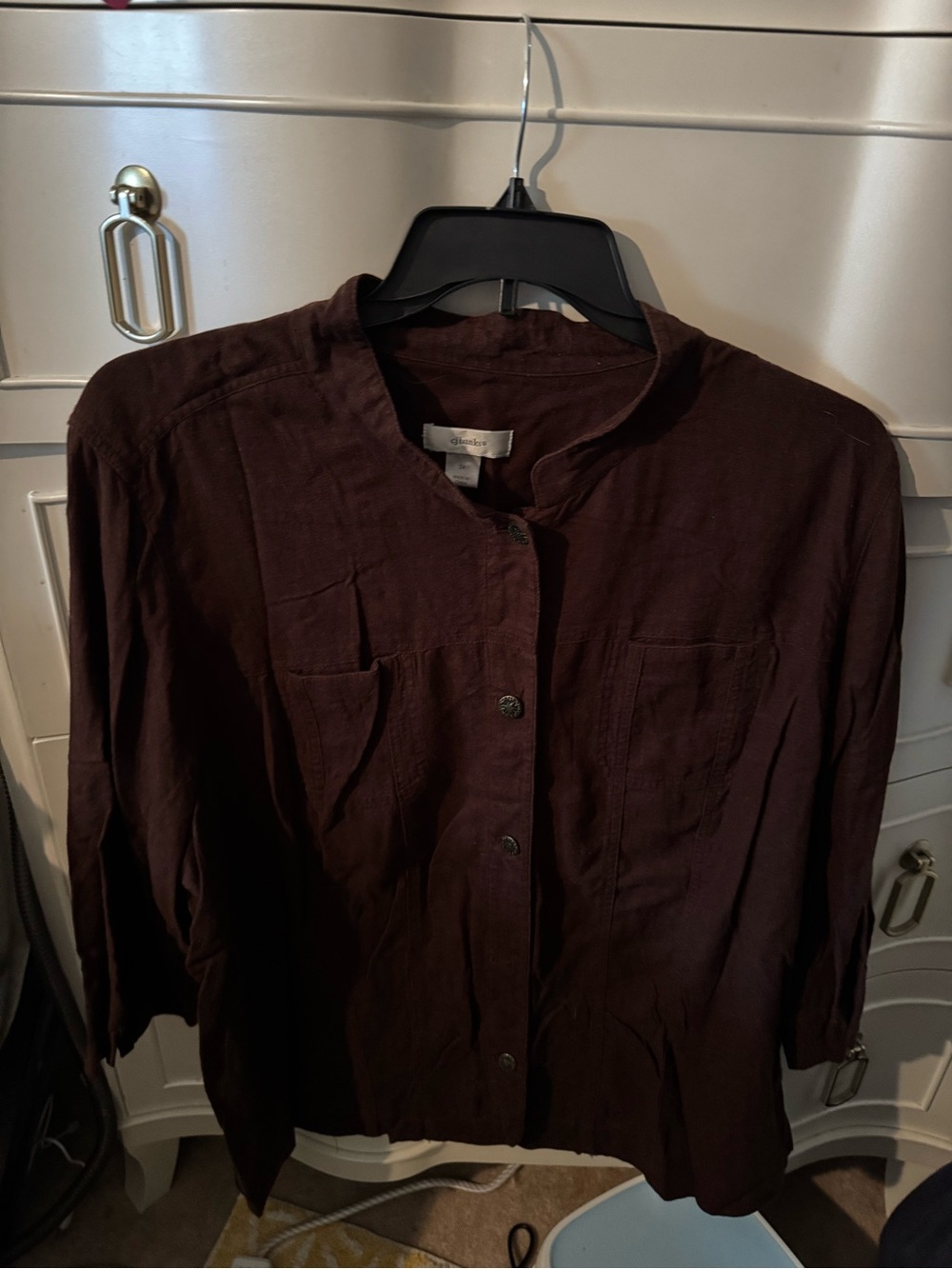 Women's Dark Brown Button-Up Shirt